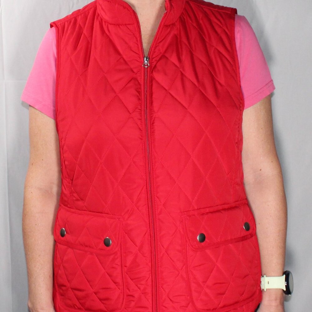Croft & Barrow Quilted Puffer Vest - Petite Medium, Red, Stylish & Functional